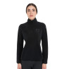 Sweat-shirt femme à col montant en polaire avec zip 3/4 Equestro - Noir