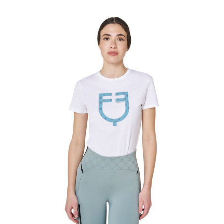 T-shirt femme avec logo monogramme effet velours Equestro
