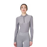 Polo technique d’entraînement pour femme avec strass Equestro - Gris givré