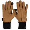 Gants en cuir PU doublés polaire Horze - Marron clair