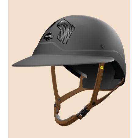 Mips Flex-on Armet helm zwart met Angel Dark klep, bruine kinriem