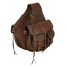 Sacoche pour selle western en cuir décoré Pool's - Marron foncé