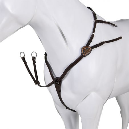 Collier de chasse martingale Acavallo en cuir 5 points