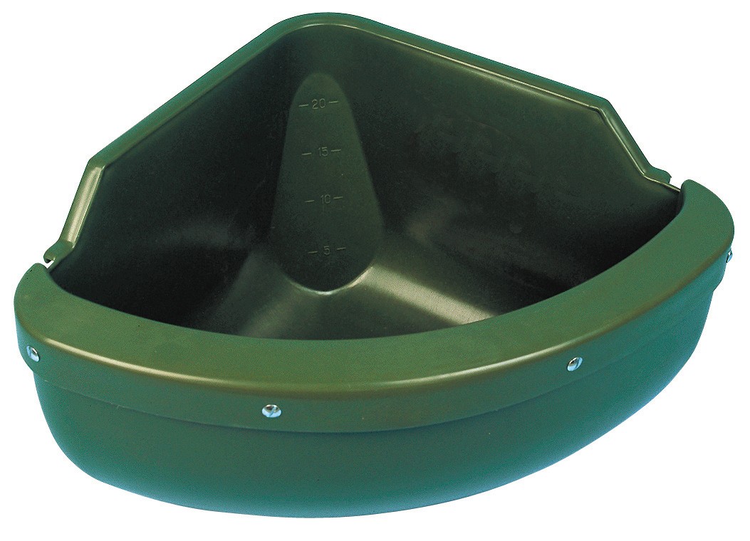 Mangeoire d'angle Kerbl 31 litres en plastique vert