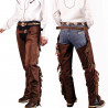 Chaps western Lakota en daim à franges - Marron
