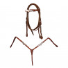 Bridon western Lakota avec collier de chasse et rênes décorations en argent - Naturel