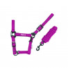 Nylon halster Pool's zwarte gespen met touw - Fuchsia