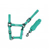 Licol Pool's nylon boucles noires avec longe - Turquoise