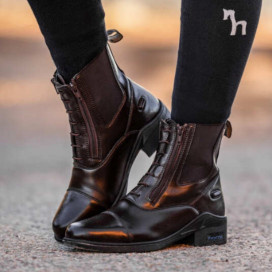 Bottines D'équitation Pour Femme - Talon Britannique Incliné 7.5 Cm, Hauteur Intérieure, Bout Rond - En Cuir, Style Vintage Décontracté - Pour L'hiver Et Le Quotidien