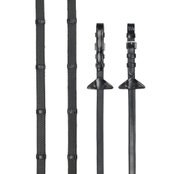 Rênes en caoutchouc souple avec arrêtoirs LeMieux Noir / argent