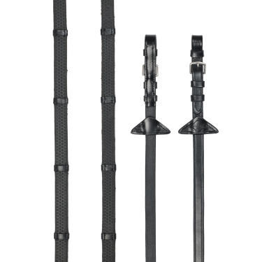 Zachte rubberen teugels met stops LeMieux Zwart / zilver