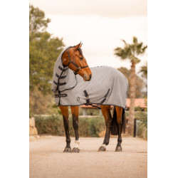 Couverture anti-mouches Horze Paso Fino avec couvre-cou amovible et protection UV Gris titane