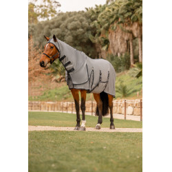 Couverture anti-mouches Horze Paso Fino avec couvre-cou et protection UV Gris titane