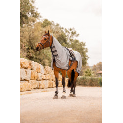 Couverture anti-mouches pour monter à cheval Horze Paso Fino avec couvre-cou amovible et protection UV Gris titane