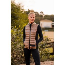 Ultra-lichte mouwloze paardrijbodywarmer B Vertigo Sia dames Gemberkoekje Beige