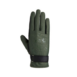 Gants d'équitation B Vertigo Laia femme avec logo imprimé Vert scarabée Gants d'équitation B Vertigo Laia femme avec logo imprimé Vert scarabée