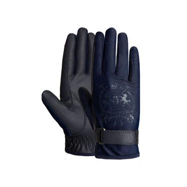 Gants d'équitation B Vertigo Laia femme avec logo imprimé Marine foncé