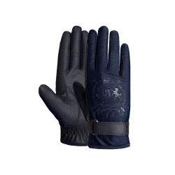 Rijhandschoenen B Vertigo Laia dames met bedrukt logo Donker marineblauw
