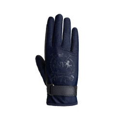 Rijhandschoenen B Vertigo Laia dames met bedrukt logo Donker marineblauw