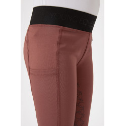 Legging d'équitation silicone Horze Leighton Ado fond intégral avec doublure chaude Rouge roan