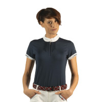 Polo Kavala femme manches courtes Flags & Cup Bleu marine