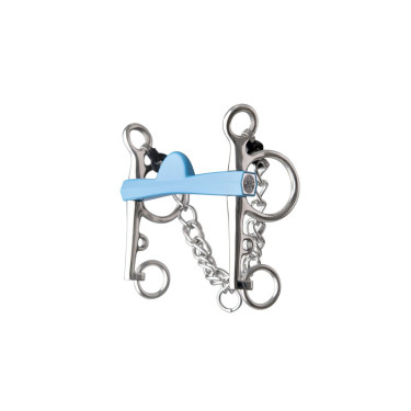 Pelham bit Metalab Flexi halve maan lange scharen Blauw