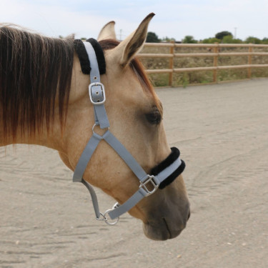 Schapenvacht halster T de T synthetisch Grijs / zwart