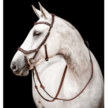 Bridon Horseware Micklem 2 Competition met rubberen teugels Donker Havana Bruin