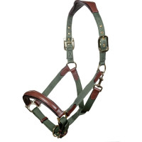 Halster Luna leer en nylon HKM Groen / bruin