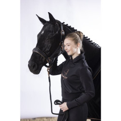 Licol en cuir Rosegold HKM Noir