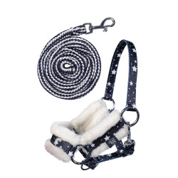 Halster en leadrope Hobby Horsing HKM Marineblauw sterren