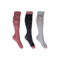 Chaussettes Colorado HKM lot de 3 Noir / rouge