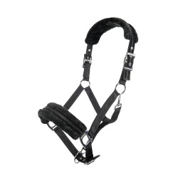 Nylon halster Glitter gevoerd met fleece HKM Zwart Nylon halster Glitter gevoerd met fleece HKM Zwart