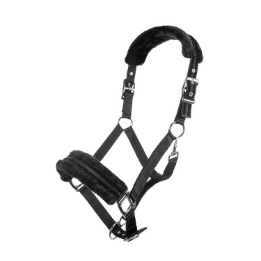 Nylon halster Glitter gevoerd met fleece HKM Zwart Nylon halster Glitter gevoerd met fleece HKM Zwart