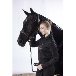 Longe Rosegold Glamour Style mousqueton antip. HKM Noir / or rose