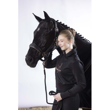 Longe Rosegold Glamour Style mousqueton antip. HKM Noir / or rose Longe Rosegold Glamour Style mousqueton antip. HKM Noir / or rose