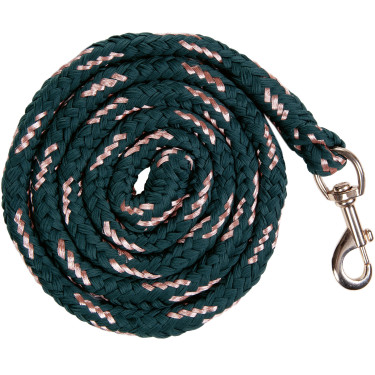 Longe Rosegold met musketonhaak HKM Smaragd / roségoud