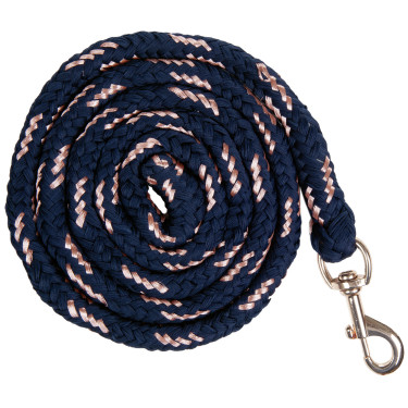 Longe Rosegold avec mousqueton HKM Marine / or rose Bleu