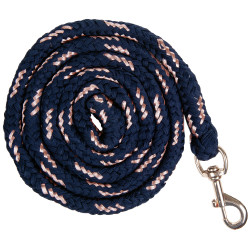 Longe Rosegold met musketonhaak HKM Marine / roségoud Blauw Longe Rosegold met musketonhaak HKM Marine / roségoud Blauw