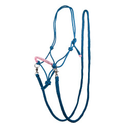 Ethologisch halster Strass met teugels / lijnen HKM Azur / roze Blauw
