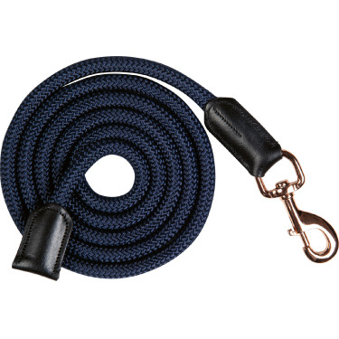 Longe Rosegold Glamour Style avec mousqueton HKM Bleu foncé / or rose Bleu marine