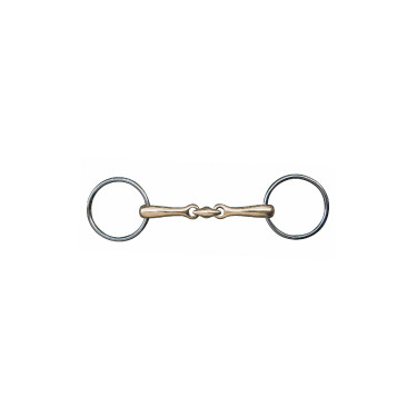 Dubbel gebroken bit 18 mm argentaan ringen roestvrij staal HKM Dubbel gebroken bit 18 mm argentaan ringen roestvrij staal HKM