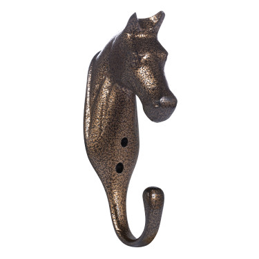 Porte-bridon tête de cheval en aluminium HKM Bronze Marron