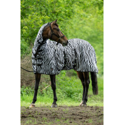 Couverture et couvre-cou anti-mouches Zebra HKM Blanc / noir