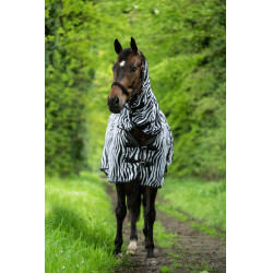 Couverture et couvre-cou anti-mouches Zebra HKM Blanc / noir