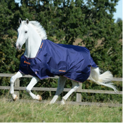 Bucas Therapy Turnout Light 50g deken Marine / oranje Blauw Bucas Therapy Turnout Light 50g deken Marine / oranje Blauw