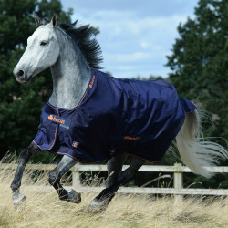 Bucas Therapy Turnout Light 50g deken Marine / oranje Blauw Bucas Therapy Turnout Light 50g deken Marine / oranje Blauw