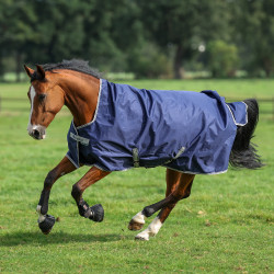 Couverture Bucas Freedom Turnout High Neck 150g 900D Marine / argent Bleu Couverture Bucas Freedom Turnout High Neck 150g 900D Marine / argent Bleu