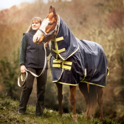 Couverture Bucas Oasis Turnout 100g avec couvre-cou Gris foncé / lime