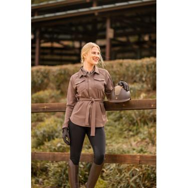 Veste-chemise Alyssa femme Horze Marron gris fer